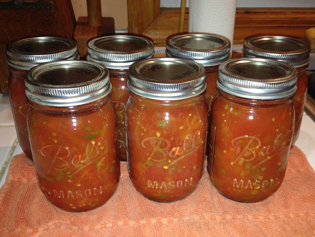 ...and what do we have? Almost a gallon of Jersey Fresh salsa! Yum.