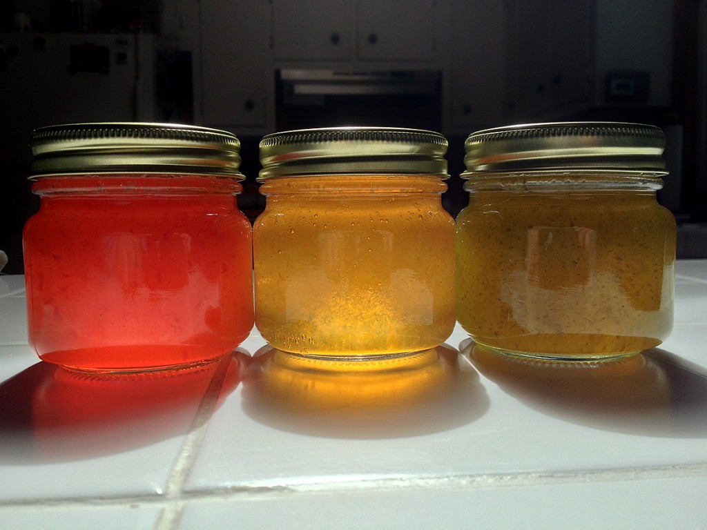 A tasty trio of ghost, habanero and jalapeño jellies!
